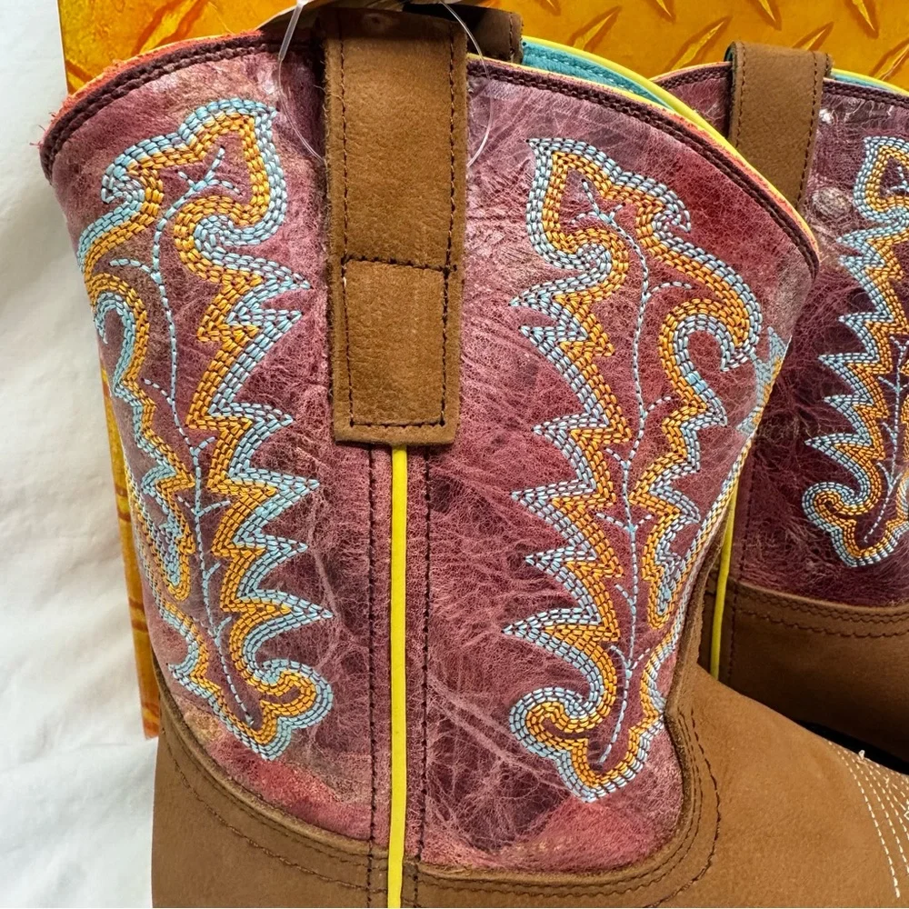 Women’s Corral Tan and Red Embroidered Boots Size 10 1/2 - Picture 3 of 6